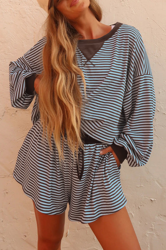 Striped Shorts Lounge Set
