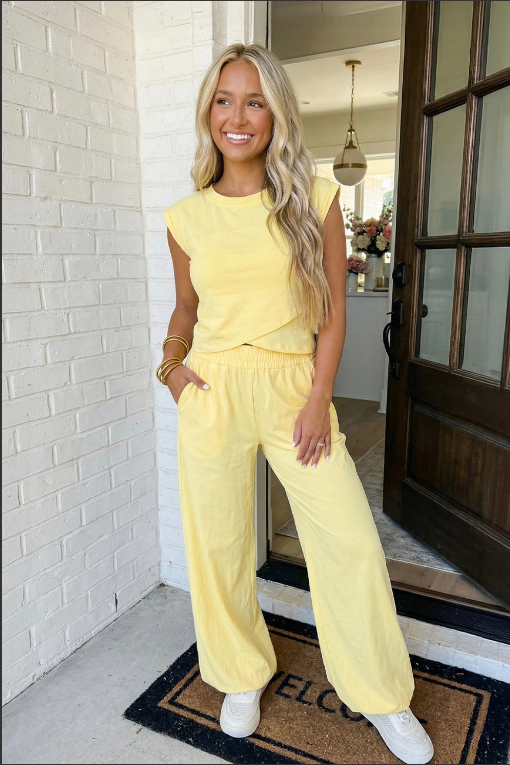 Cropped Tank Top and Jogger Pants Set